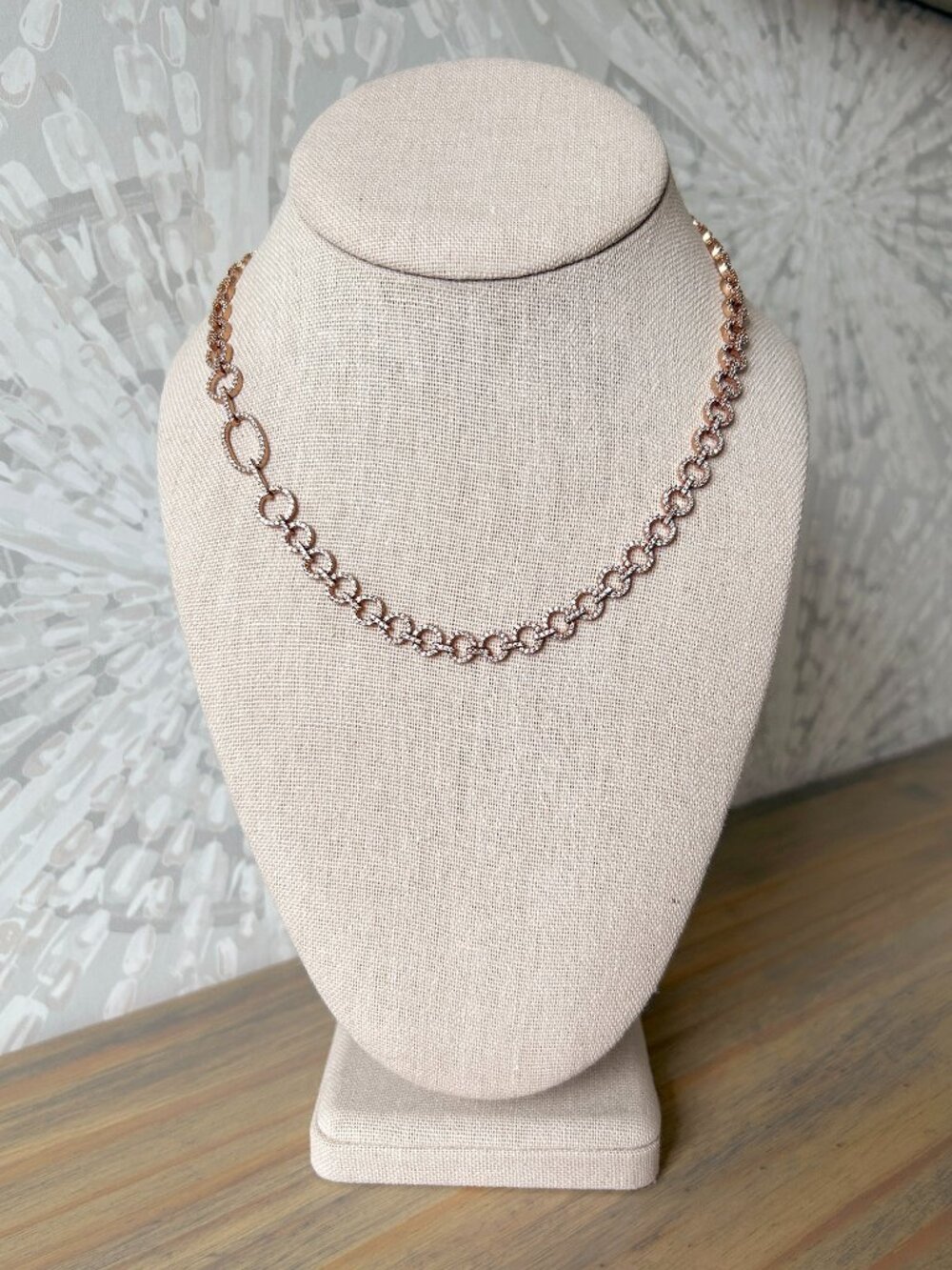 Stunning Rose Gold and CZ Chain Link Special Event Necklace - EUC MSRP $198